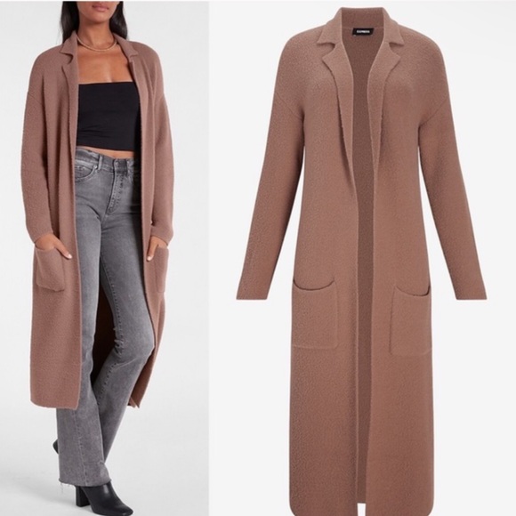 Express Cozy Notch Collar Duster Cardigan - Picture 2 of 10